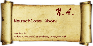 Neuschloss Abony névjegykártya